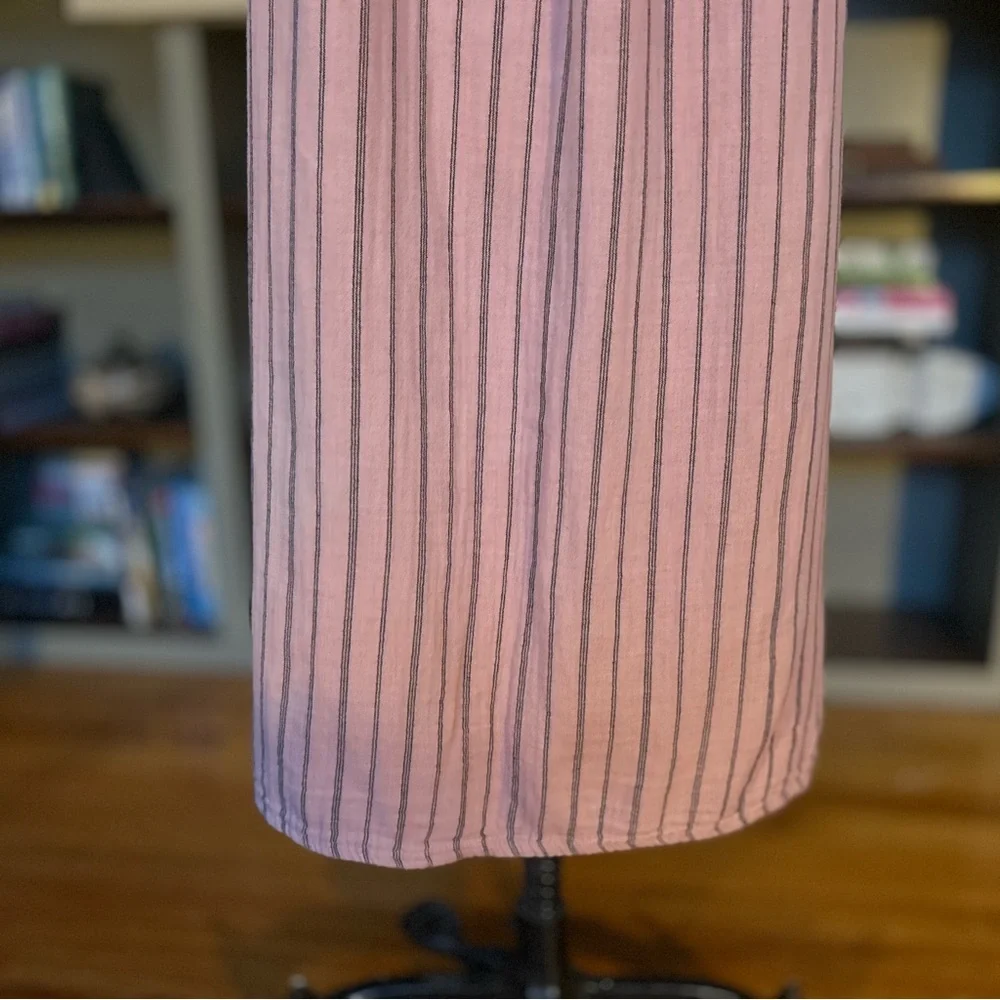Cotton Dusty Rose Dress with Black Pinstripes - Picture 8 of 11